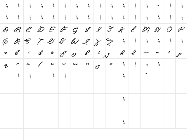 Futures Past Regular  glyph index