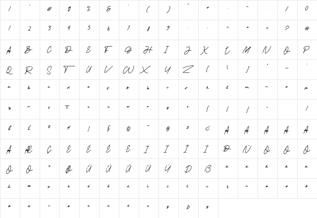 Selera Pemuda Regular  glyph index