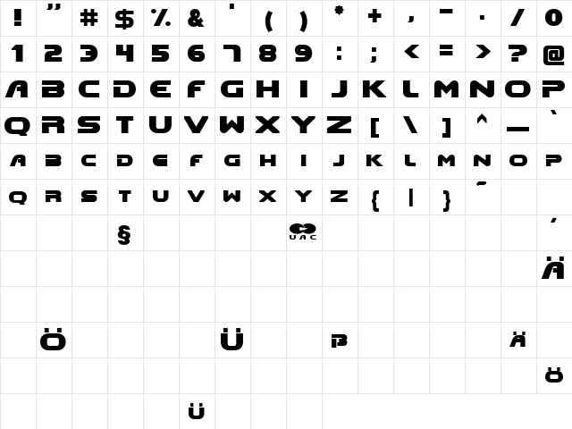 DooM Regular  glyph index