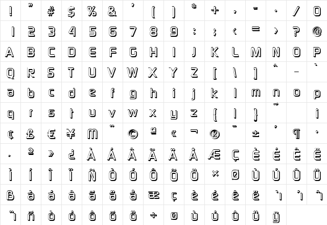 RandyBeckerShadow Bold  glyph index