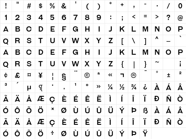 Galderglynn Titling Regular  glyph index