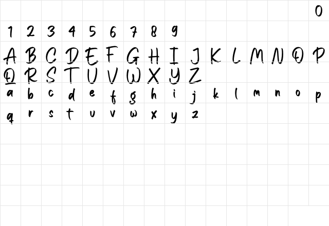 Angellia Regular  glyph index