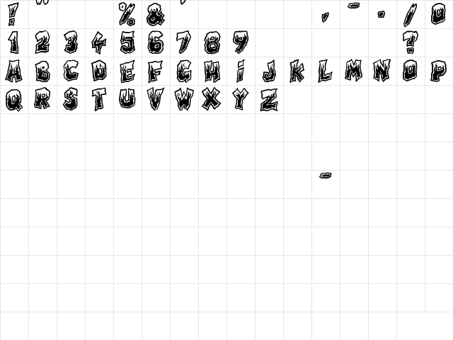 Evil Highway Regular  glyph index