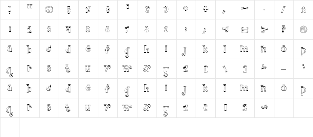 LD Royal Regular  glyph index