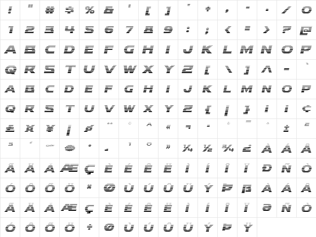 Modi Thorson Gradient Italic Italic  glyph index