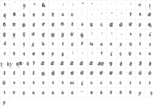 vtks Deja Vu Regular  glyph index