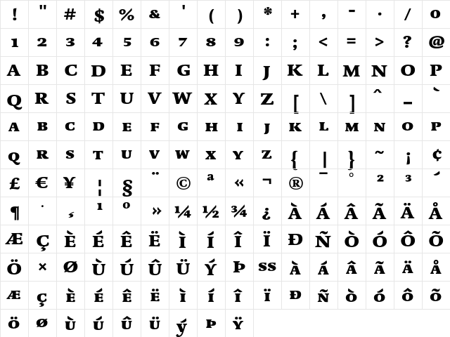 DTLDorianTCaps Heavy  glyph index