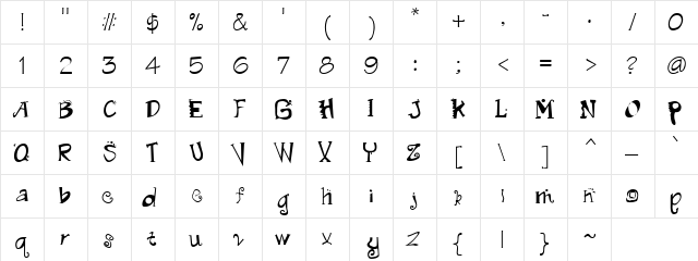 Condensed Regular  glyph index