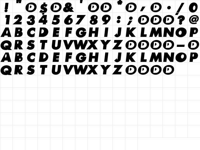 Upsmack Regular  glyph index