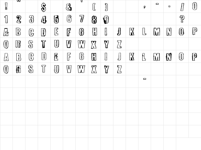 Perversionist Regular  glyph index