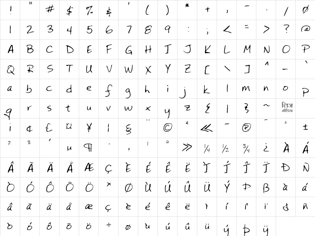 LEHN073 Regular  glyph index