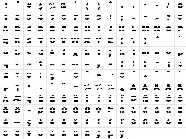 BlackGapSans Regular  glyph index