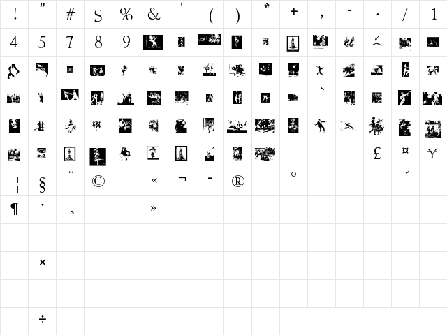 OnlyDancing Regular  glyph index