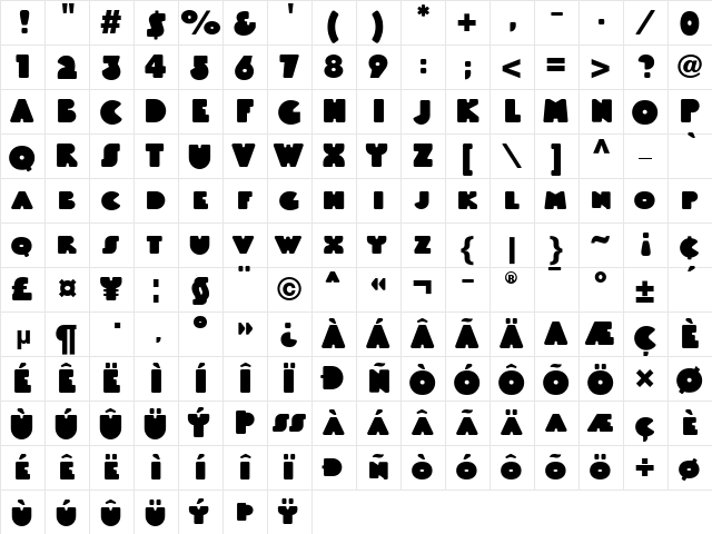 LTBlackWhiteHeadline Black  glyph index