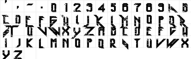 Heavy Metal Blight Regular  glyph index