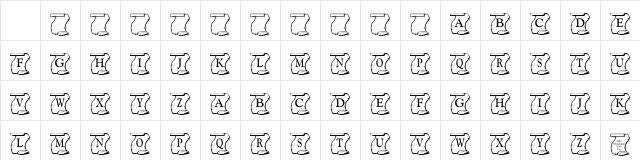 KR Declaration Regular  glyph index