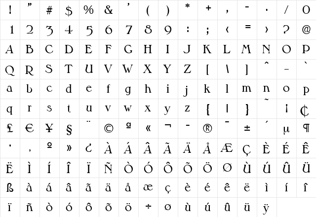 HenryBecker Regular  glyph index