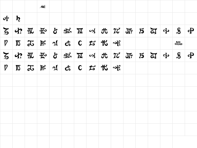 Eltharin Bold  glyph index
