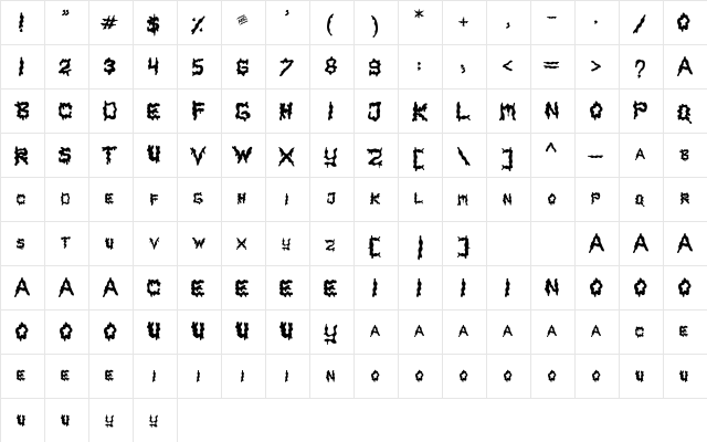 Slabs Regular  glyph index