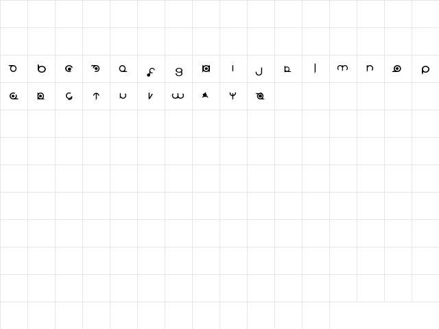 DREAMFORGE classic Regular  glyph index