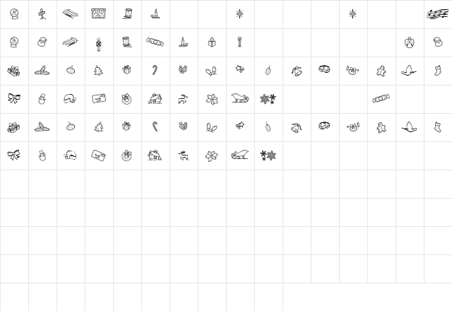 CK Holiday Symbols Regular  glyph index