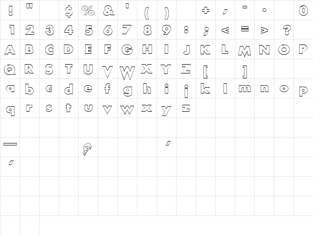 Scream alternative outlined Regular  glyph index