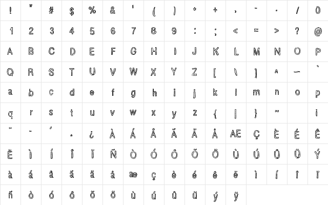 BrickRoads Regular  glyph index