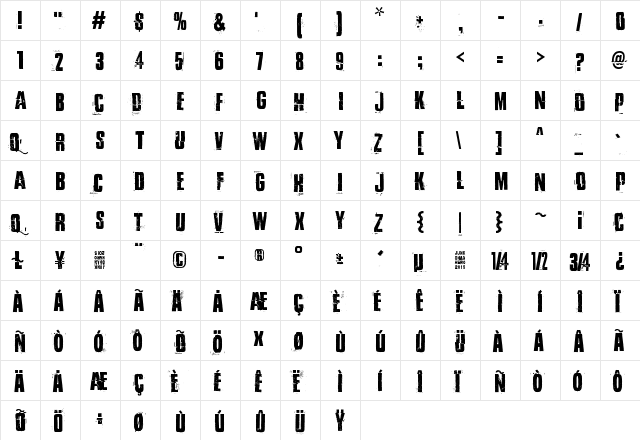 By the way Regular  glyph index