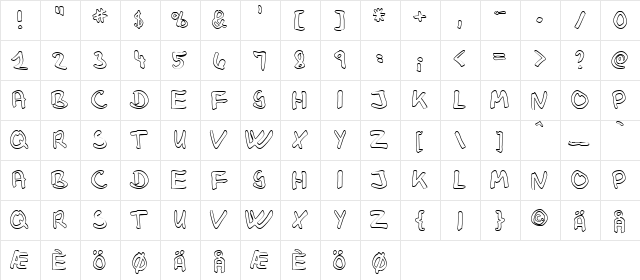 Klaus Johansen hollow Regular  glyph index