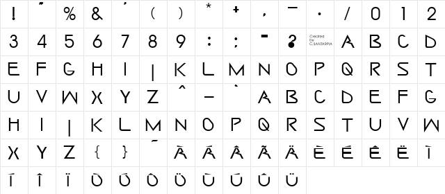 Saintharpy Regular  glyph index