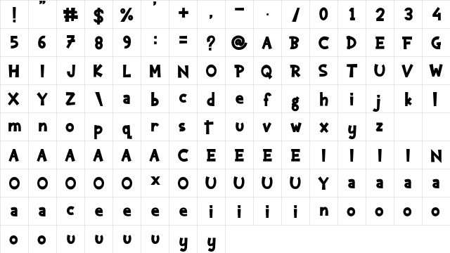 Kaharsa Regular  glyph index