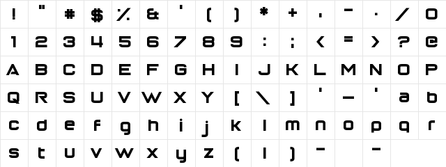 Return of the Grid Regular  glyph index
