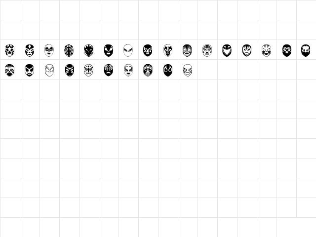 Arena Mascaras Regular  glyph index