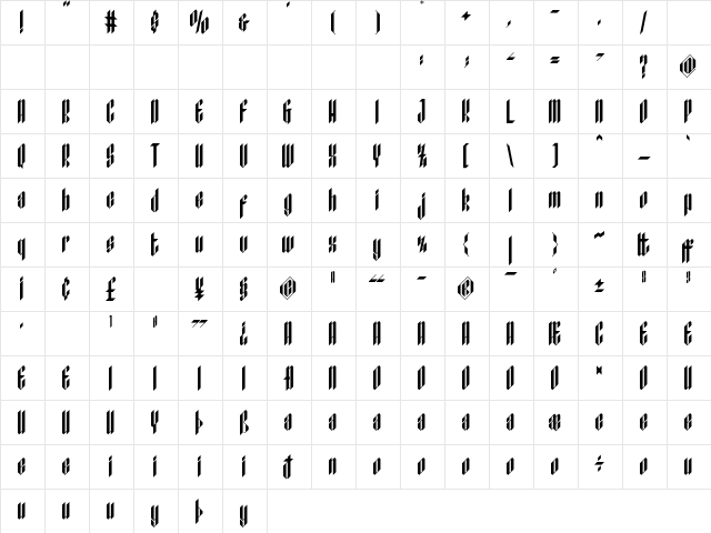 New Victoria Demo Regular  glyph index
