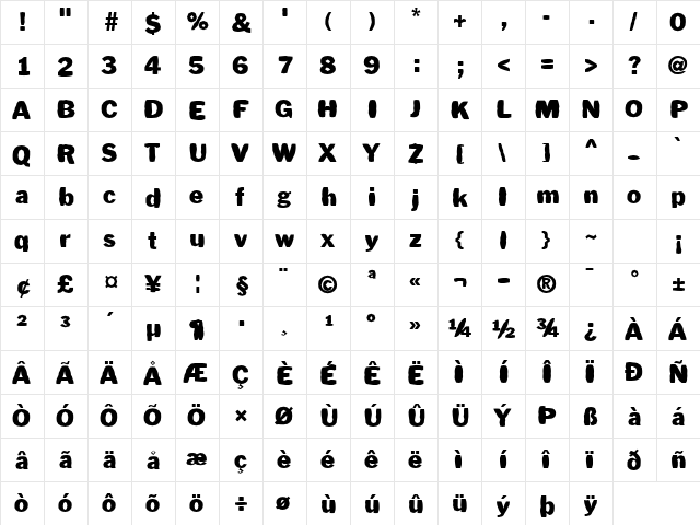 FZ BASIC 56 MANGLED Normal  glyph index