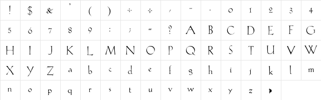 Gabel-Light Regular  glyph index
