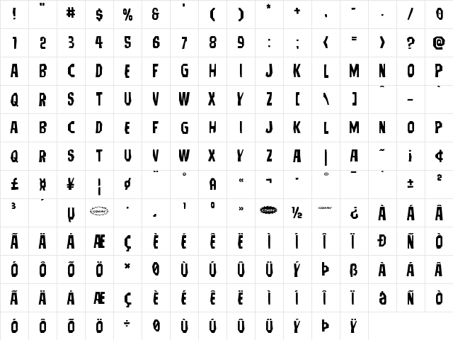 Hitchblock Expanded Expanded  glyph index