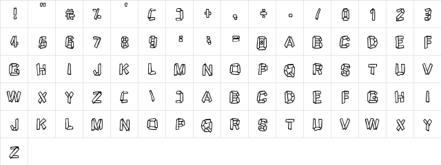 Funky Stoneage Regular  glyph index