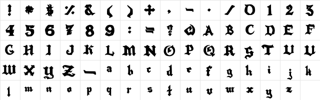 Wolfpack Halloweed Regular  glyph index