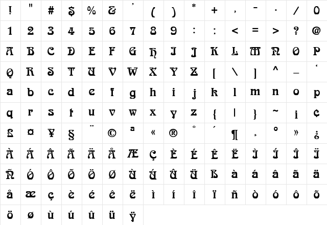 ArnoldBoecklin- Regular  glyph index