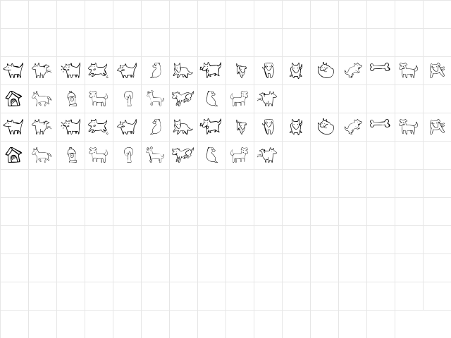 kiltro Regular  glyph index