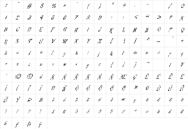 FZ JAZZY 21 HOLEY ITALIC Normal  glyph index