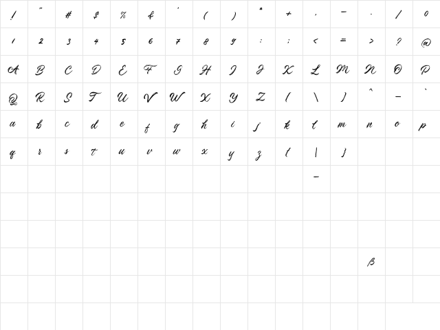 Rosskey Regular  glyph index