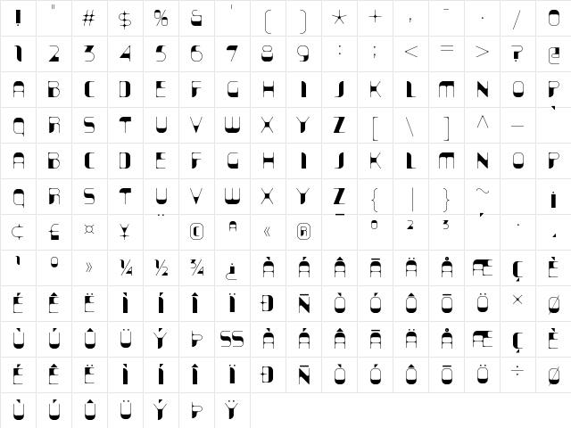 Krait Solid  glyph index