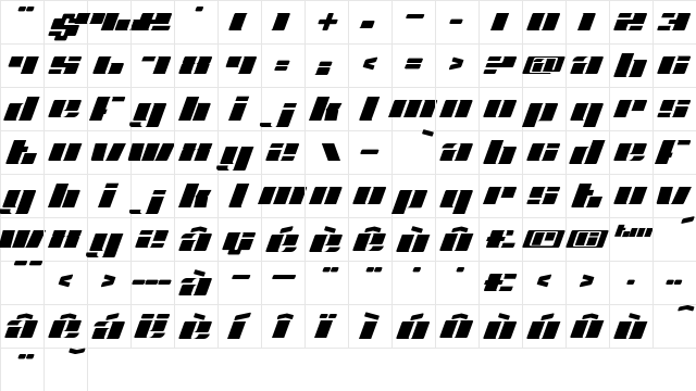 Titan Regular  glyph index