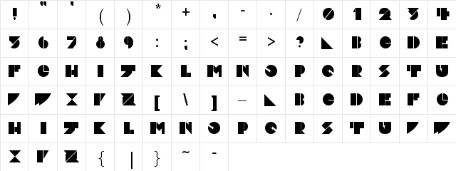 DaddyDontDisco Regular  glyph index