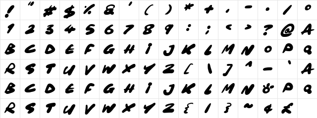 Maxi Marker Italic  glyph index