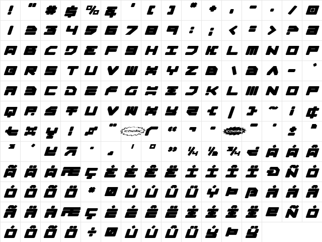 Omega-3 Expanded Italic Expanded Italic  glyph index