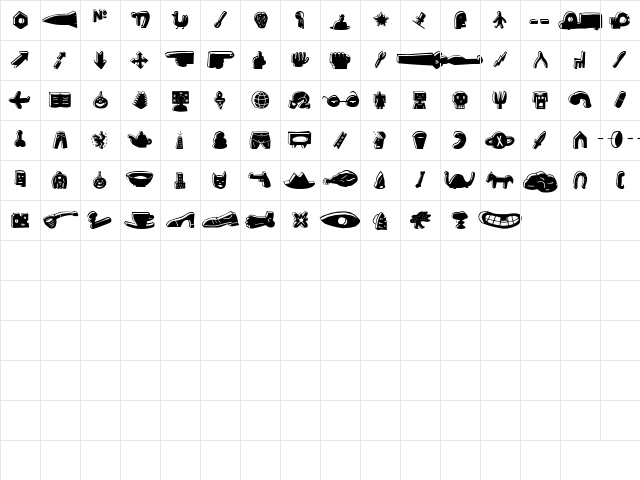 BlockheadIllustBlackFace Regular  glyph index