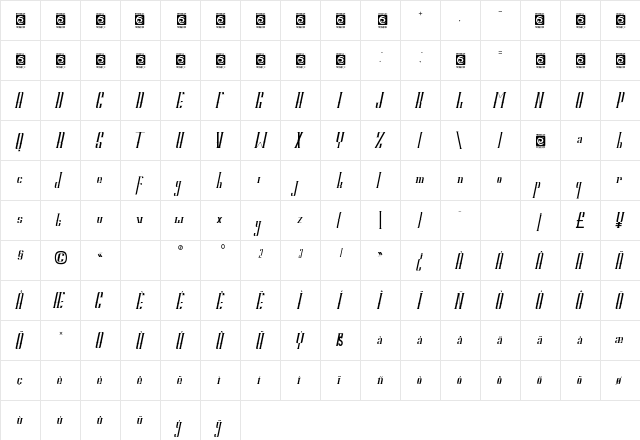 ELVINO Personal Use Regular  glyph index